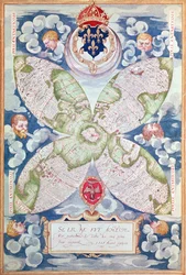Fol.7v北極の地図、「宇宙飛行士ユニバーセル」、1555年